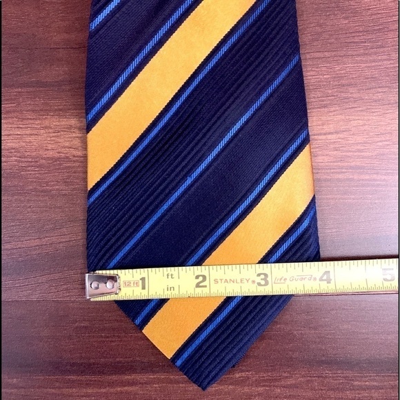 HILDITCH and KEY Saks 5th Ave All Silk Blue and Yellow Repp Tie - Picture 9 of 10